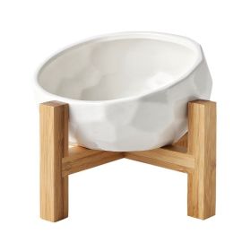 Pet bowl oblique mouth cat bowl food bowl dog bowl method bucket food bowl (Color: White)