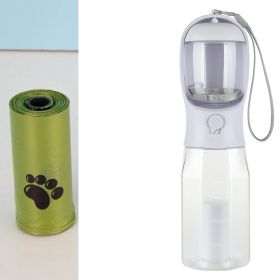 Portable Cat Dog Water Bottle Food Feeder Drinker Poop Dispenser 3 In 1 Leak-proof Multifunctional Dog Water Bottle Pet Products (Color: White)