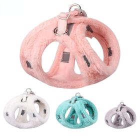Soft and Warm Dog Harness and Leash Set - Winter Plush Dog Vest Harness with Reflective Bands (colour: Suit, Specifications (length * width): M)
